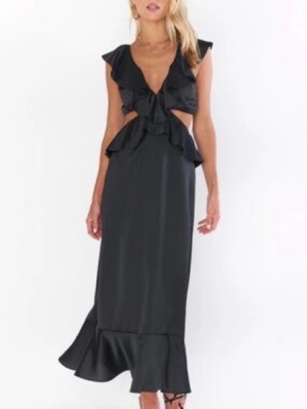 Show Me Your MuMu Black Ruffle Cutout Maxi Dress